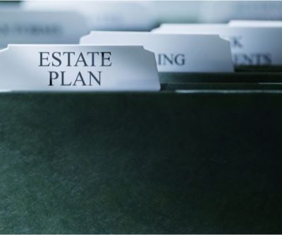 folders with estate plan written on them